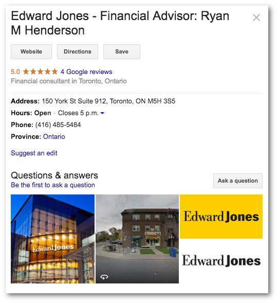 Practitioner listing on Google My Business
