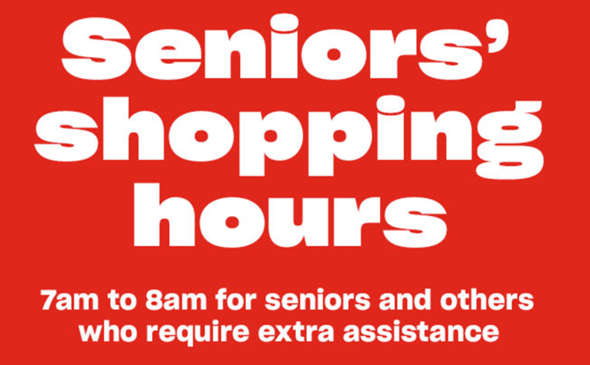 Loblaws faisant la promotion d'heures spéciales pour les personnes âgées afin qu’elles puissent venir faire leurs courses pendant le Covid-19