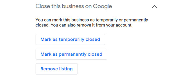 Vorübergehende Schließungsoptionen in Google My Business