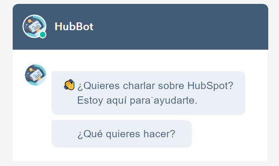 Dialogo de ChatBox en la web de HubSpot