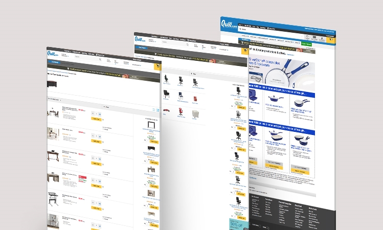 Imagen renderizada de las páginas de categorías de productos en Quill.com