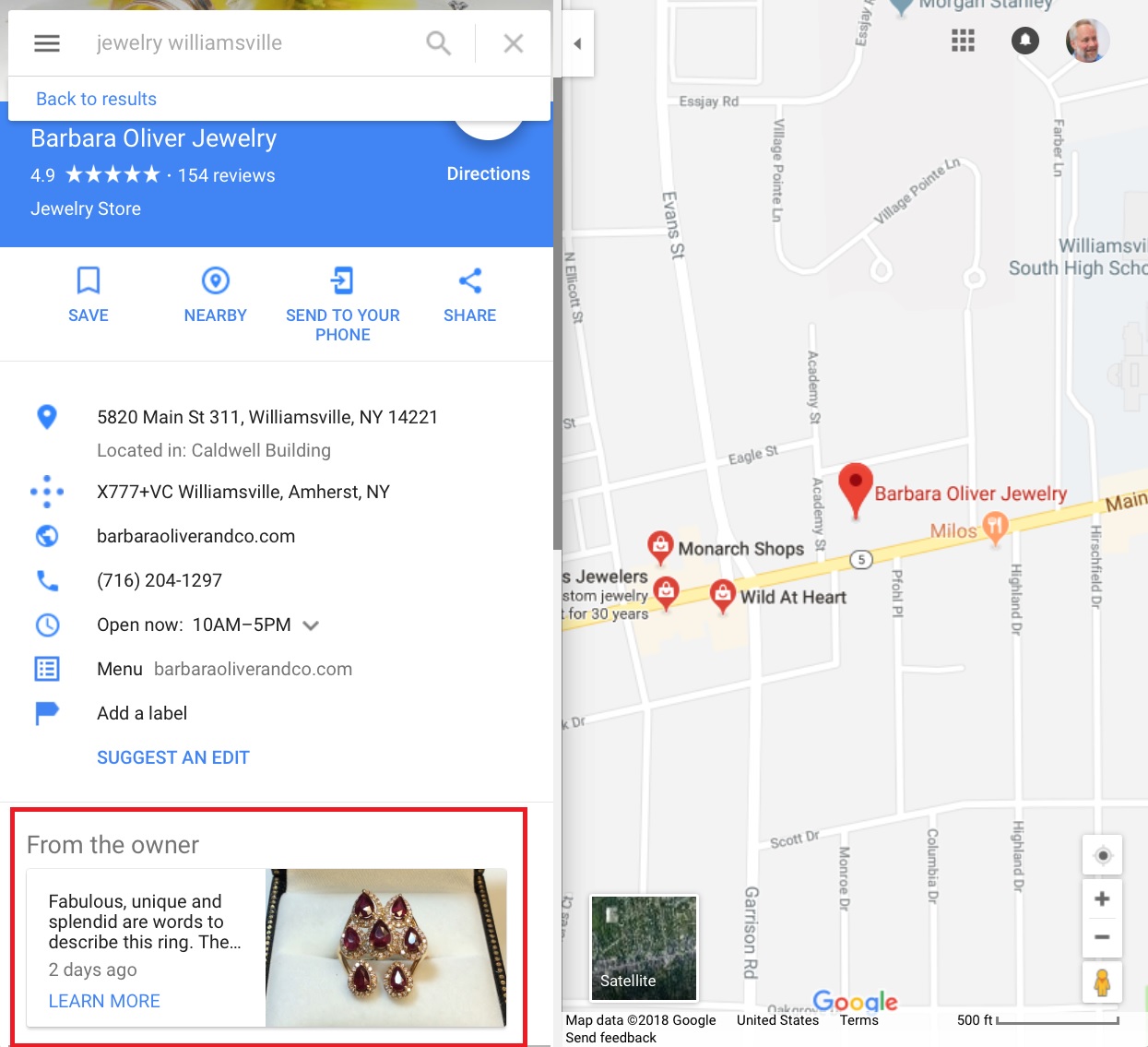 Google-Beträge in den Ergebnissen von Google Maps