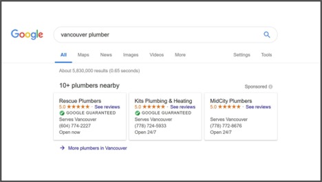Google Local Service Ad screenshot