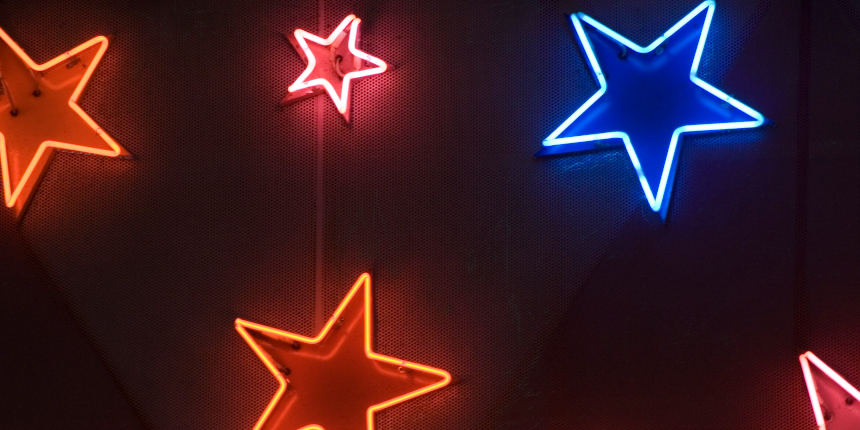 Colorful star shaped neon lights.