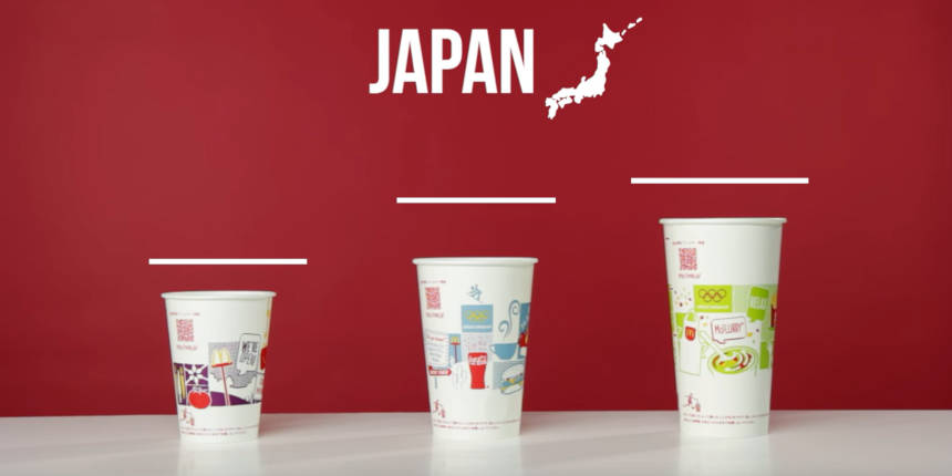McDonalds Japan cup sizes - small, medium, and large