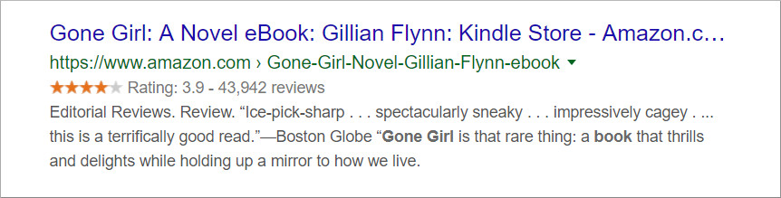 SERP listing for the ebook "Gone Girl" by Gillian Flynn