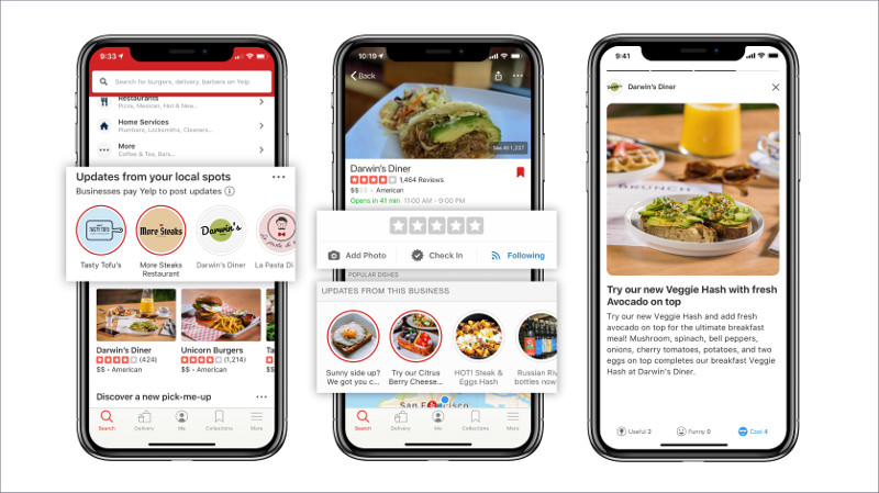 Exemples mettant en vedette Yelp Connect