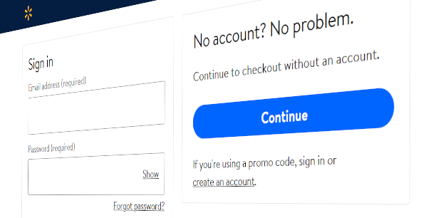 Guest checkout option on an ecommerce website