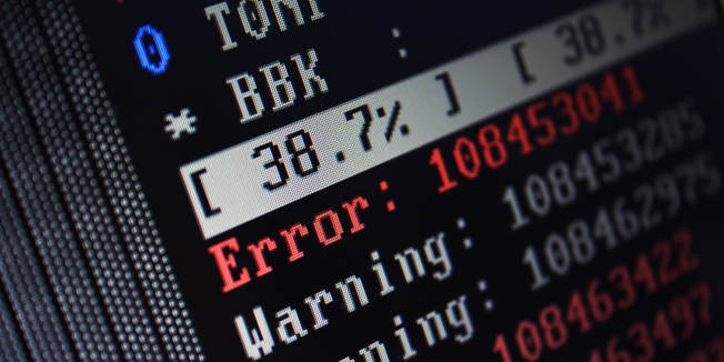 Mensaje de error en la pantalla de un ordenador.