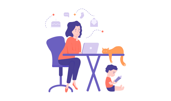 Illustration of a woman working from home