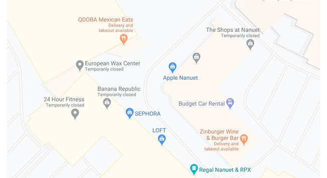 Google Maps screenshot showing new features specific to the COVID-19 pandemic