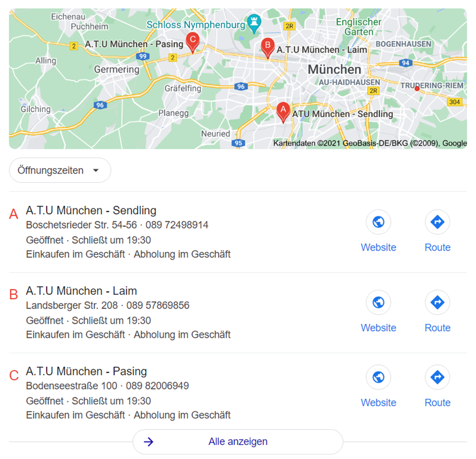 Gepflegte Standort-Daten in Google My Business für korrekte Listings in den organischen Suchergebnissen