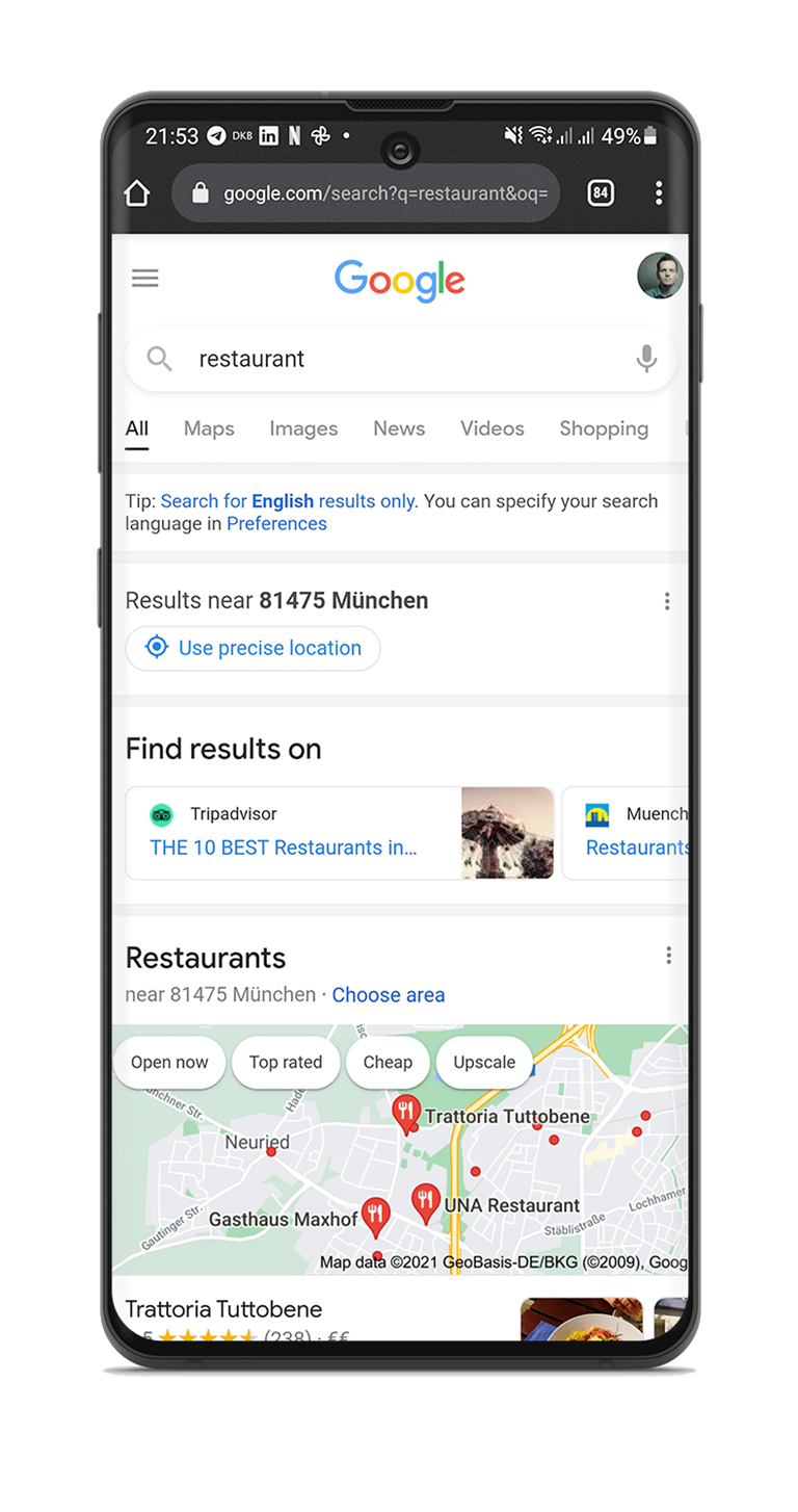 Alle Suchanfragen auf Google und anderen Suchmaschinen sind automatisch lokal.