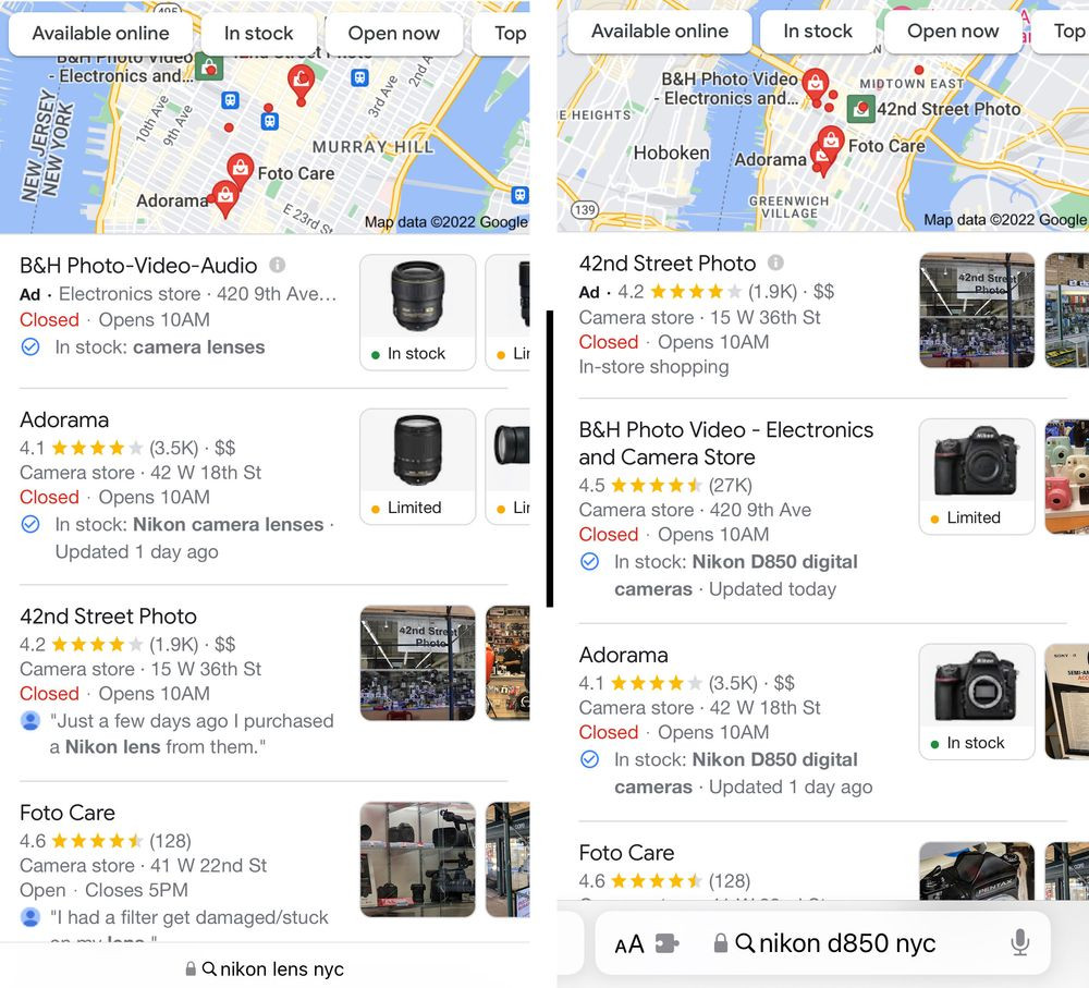 Local Product Feeds on local search results in Google