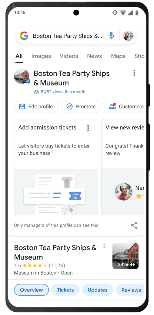 Editing attraction ticket prices directly in Google Business Profile