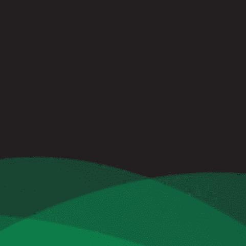 Abstract dark background with overlapping green curved shapes.