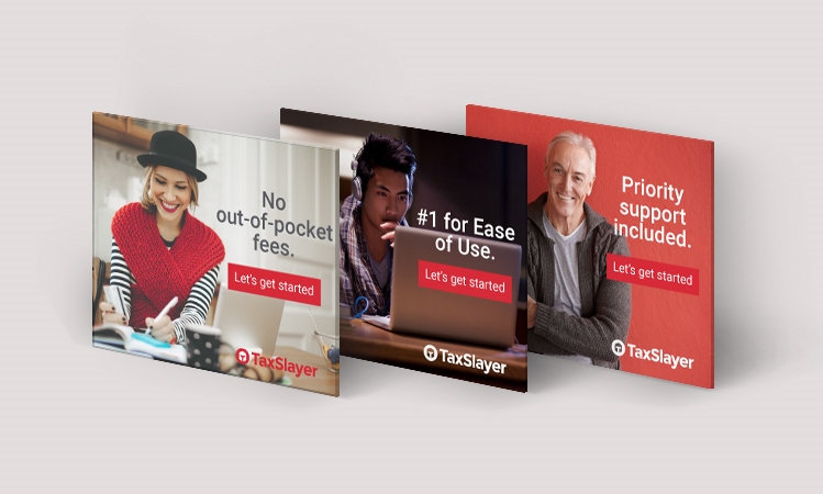 Rendered image of TaxSlayer digital display ads