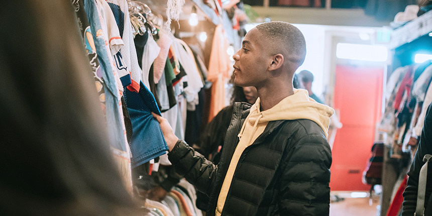 Man shopping in a clothing store