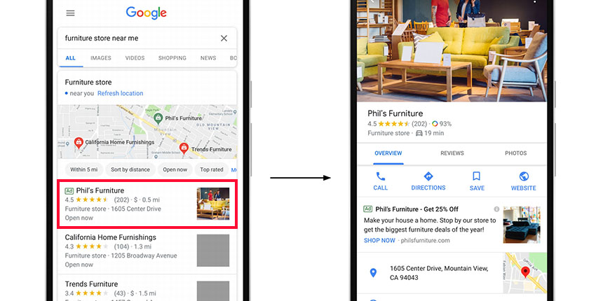 Example of a Google Local Search Ad