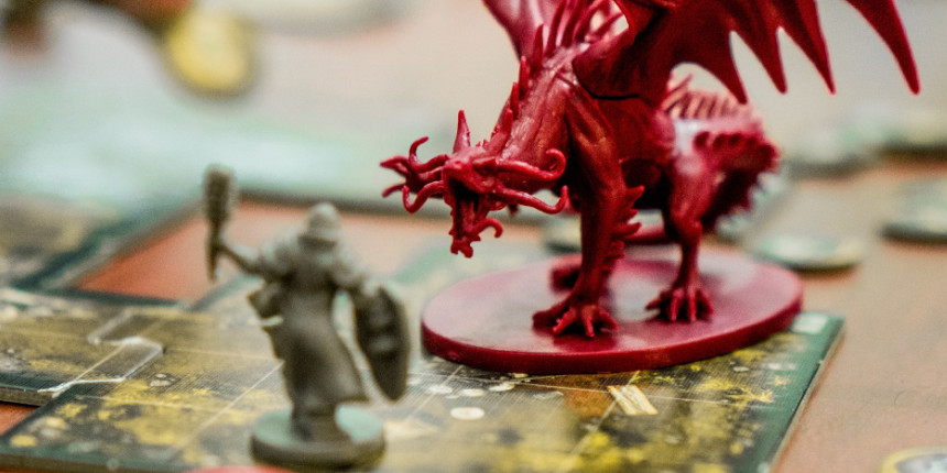 Dragon figurine as part of a tabletop roleplaying game
