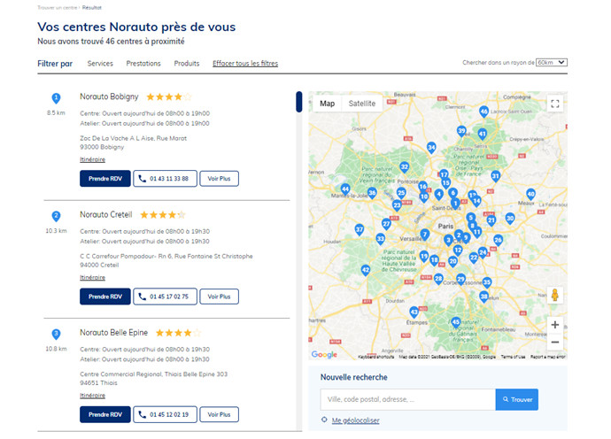 Trouvez les centres Norauto à proximité.