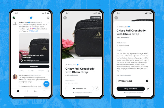 Funcionalidad de Product Drops de Twitter 