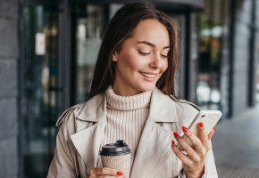 Woman on iphone looking for directions