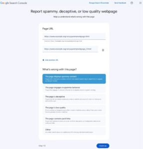 Report spammy, deceptive, or low quality webpage