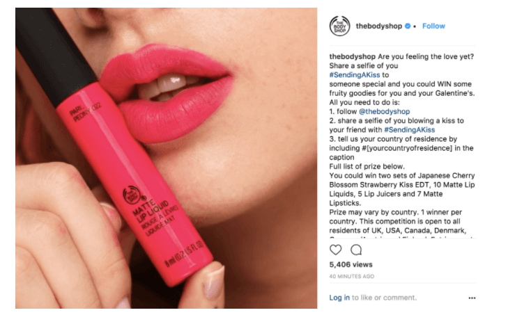 Instagram post of lips with pink lipstick